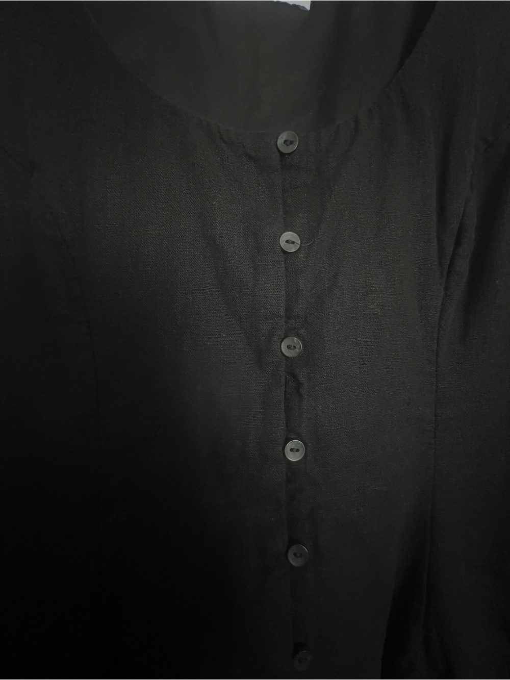 Old Navy Minimalist 90s Linen Blend Top Button Up Scoop Neck Rear Tie SZ S - Picture 4 of 9
